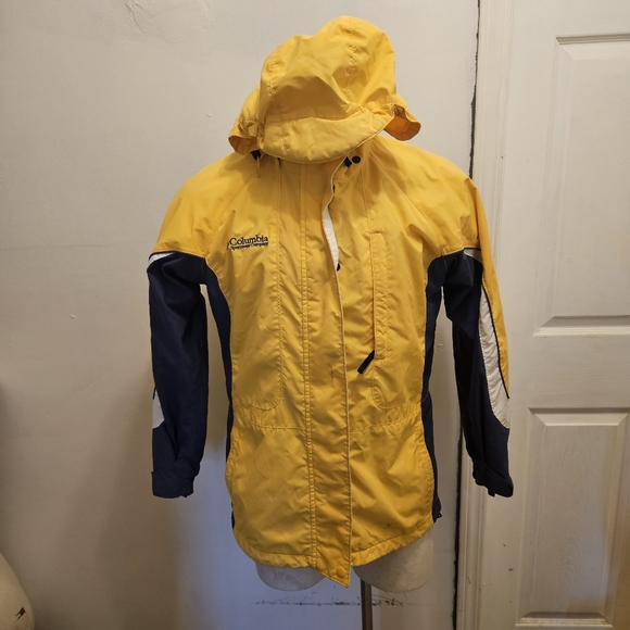 Yellow and Blue Columbia Women's Raincoat with Removable Hood Sz Small - Picture 8 of 9